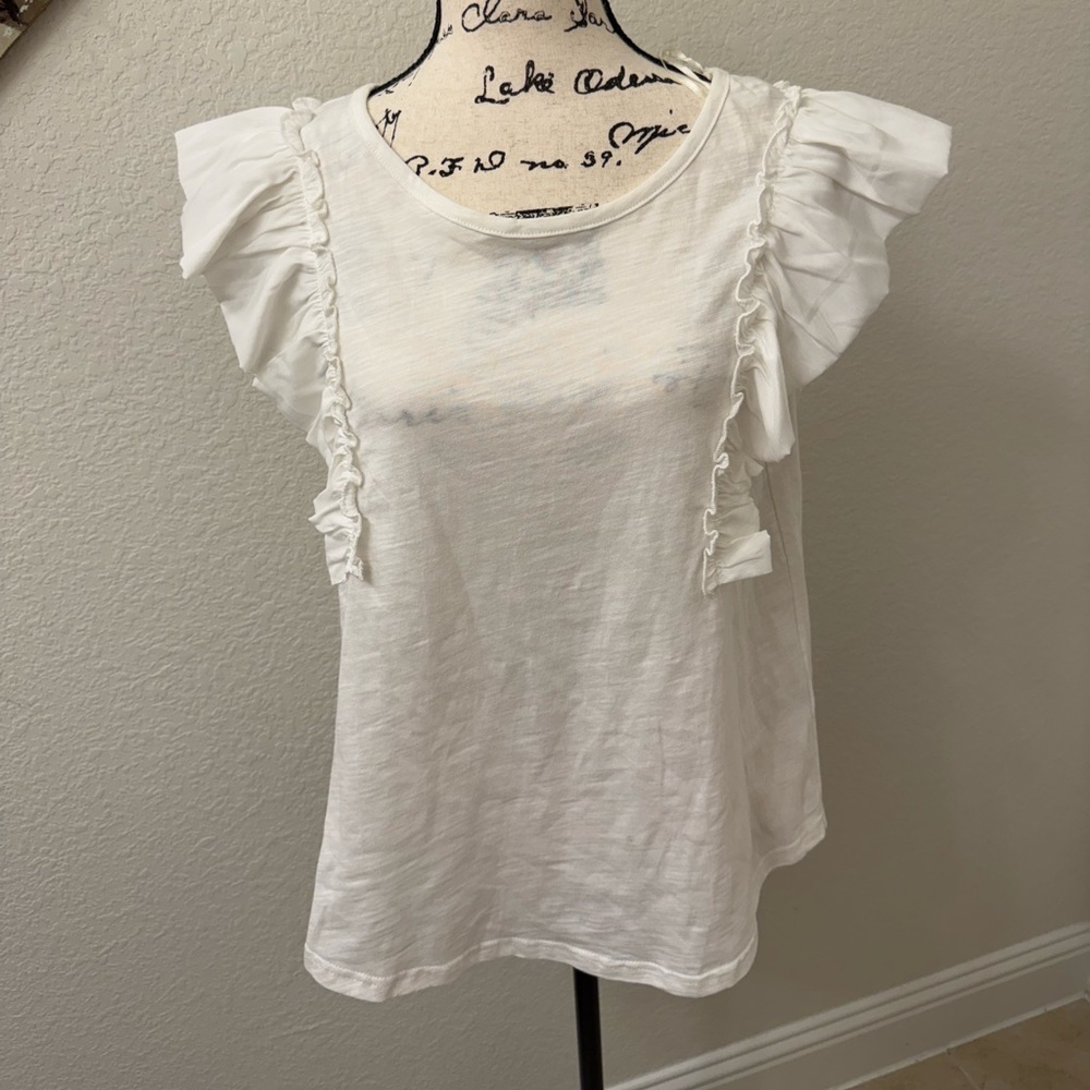 NWT Umgee Ruffled Sleeve 100% cotton top sz M